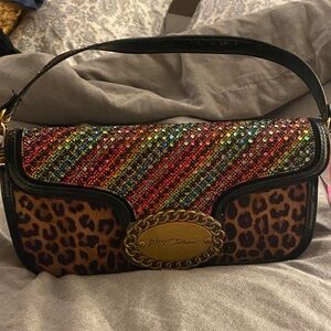 Betsey Johnson Rainbow Sequin Leopard Shoulder Bag